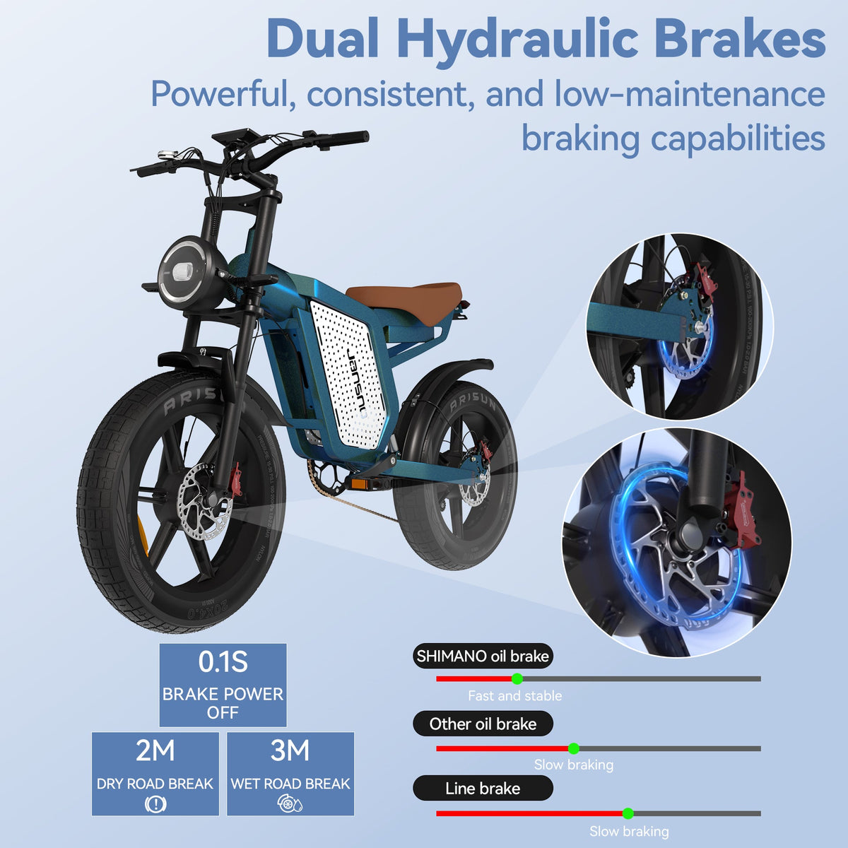 Jansno X60 is equipped with dual hydraulic brakes