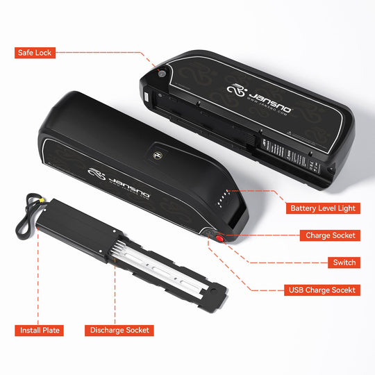 Jansno X50/X60/X70/X70PRO Battery 14Ah/ 17Ah/ 20Ah/ 23Ah 48V Battery with Base and Charger Electric Bike Battery