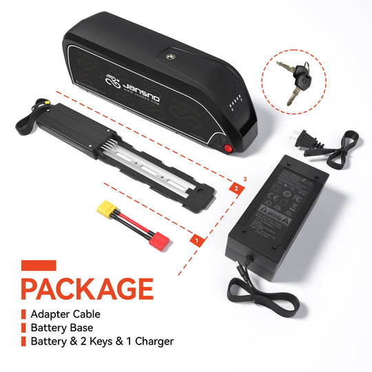 Jansno X50/X60/X70/X70PRO Battery 14Ah/ 17Ah/ 20Ah/ 23Ah 48V Battery with Base and Charger Electric Bike Battery